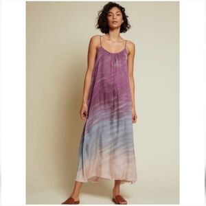 NATION LTD purple and blue mood ring tie dye satin Lila maxi dress Large